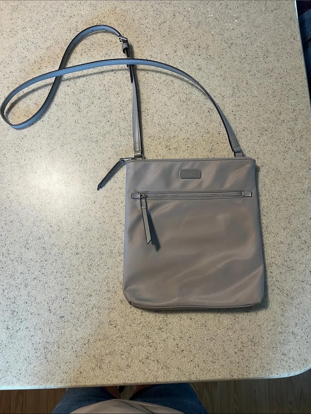 kate spade Gray Nylon Crossbody Bag with Front Zip Pocket